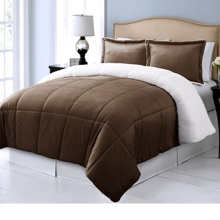 Blue Ridge Warm Sherpa Down Alternative Comforter Set, 3pc, Chocolate, Full/Queen 176005